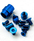 Slick Blue Titanium Hardware Upgrade Kit For Spyderco Paramilitary 2 Knife with various blue screws and fasteners.