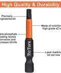 Pro Torx T25 Screwdriver Bit Set Ten Pieces With Fifty Millimeter Length And One Quarter Inch Hex Shank, TS2 Chrome Vanadium