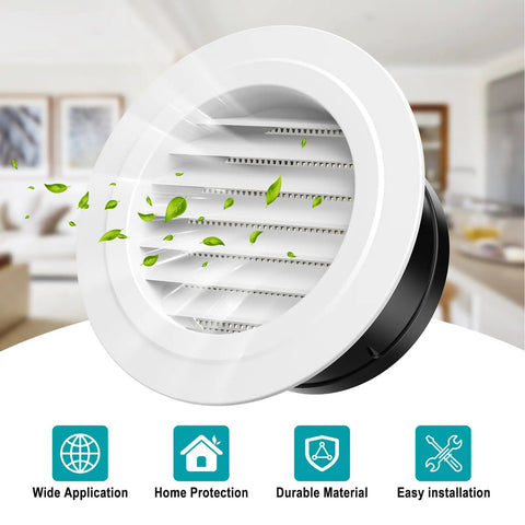 Six Inch Soffit Vent Cover Round ABS Louver With Built In Screen For Attic, Bathroom, Garage And Dryer Duct Ventilation 150mm White