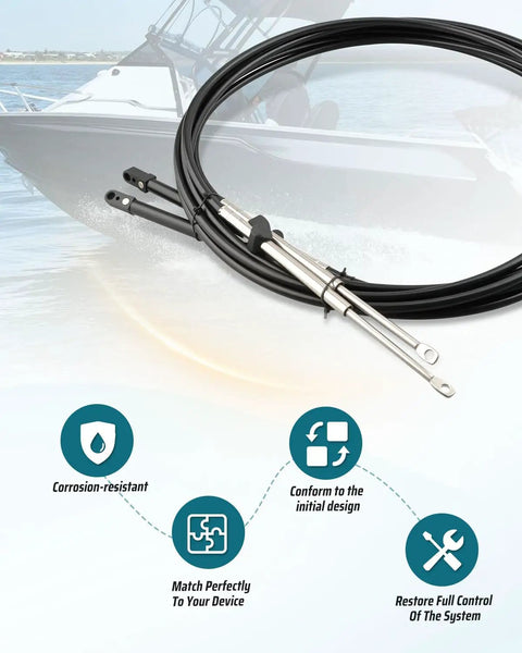 Heavy Duty 12Ft Boat Throttle And Shift Remote Control Cable For Outboard Motors 1979 To Present Corrosion Resistant