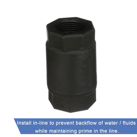Watts ANKA Series full-flow plunger-style check valve, 3/4 in NPT x 3/4 in NPT, spring-loaded glass-fiber reinforced nylon