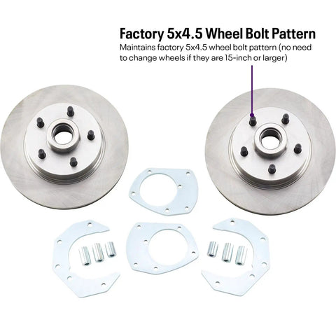 Ford Mustang 1964 1969 Economy Disc Brake Conversion Kit With 11 Inch Rotors Loaded Calipers For V8 Drum Spindles Includes Hardware