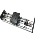 Bulletproof Double Linear Guide Sliding Table For XYZ Axis Linear Actuator With SFU Ballscrew And Handwheel Smooth Glide Field Tested Precision Machine Rig, top view with rail and lead screw.