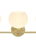 Three Light Gold Finish Vanity Wall Light Fixture With Frosted Glass Shades For Bathrooms 23 Inch Wide Transitional Design UL Listed