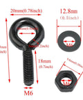 Beefy Black Carbon Steel Eye Bolts With Nuts And Washers 1 Quarter By 3 Quarter Inch Lifting Ring Hooks For Fence 12 Count Set