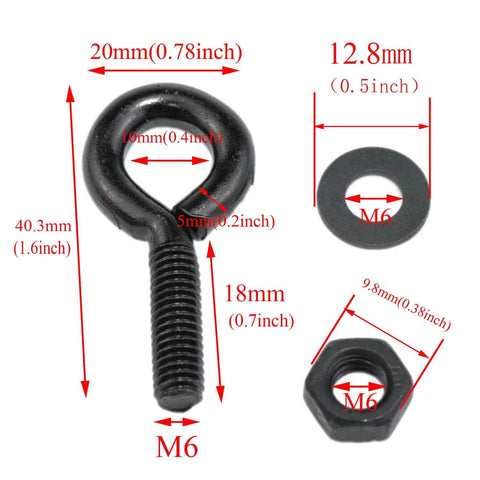 Beefy Black Carbon Steel Eye Bolts With Nuts And Washers 1 Quarter By 3 Quarter Inch Lifting Ring Hooks For Fence 12 Count Set