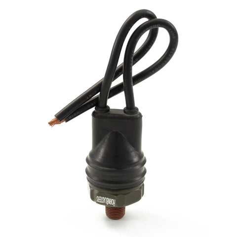 Sealed Air Pressure Switch With Leads For Auto Air Compressor, 30 Amp, 110-145 Psi Range, Durable 2 Wire Control, Close-Up View