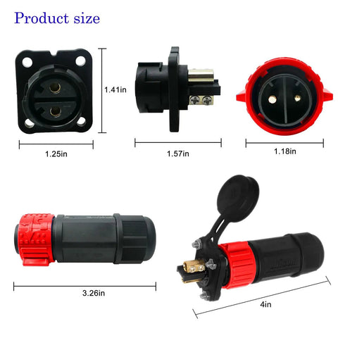 2 Pin 50 Amp Trolling Motor Plug Receptacle Set for Marine Boats Power Waterproof IP67 Connector 12 24 36 48 Volt System