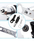 Cordless Car Rivet Gun Adapter Kit with 4 Rivet Heads and tools, including aluminum heads and accessories for automotive repair.