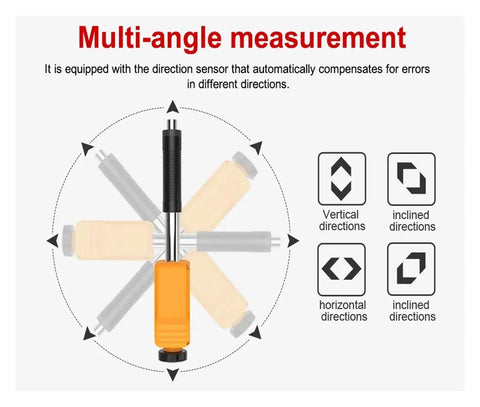 Multi-angle measurement feature of Top Shelf Digital Leeb Hardness Tester Portable Handheld Metal Durometer for accuracy.