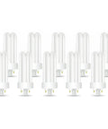 Stock Up On This Ten Pack Of 26 Watt Triple Tube Compact Fluorescent Light Bulbs Featuring A Four Pin GX24q-3 Base In Cool White 4100K