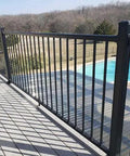 Level Deck Railing Kit With Square Balusters And Mounting Brackets, 72 Inch Top And Bottom Rails, 36 Inch High Outdoor Fence System view near pool.