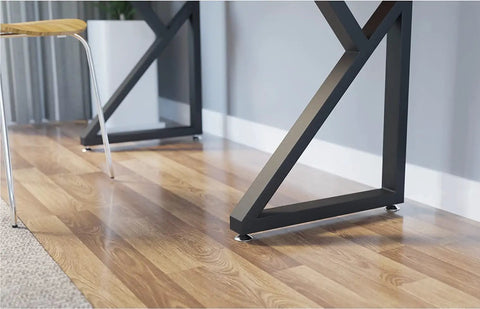 28 Inch K Shape Cast Iron Table Legs Set Of 2 In Black For Industrial Dining And Desk Use, Heavy Duty Support For Kitchen Tables, Desks, Or Coffee Tables With Floor Protectors And Quick Install