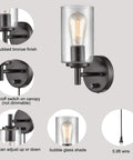 Contemporary Oil Rubbed Bronze Bubble Glass Wall Sconces Set Of Two Plug In With Switch Adjustable Up Down Lighting