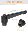 Heavy Gauge M8 Female Thread Adjustable Knob Handle With Push Button Ratchet Lock Quick Release Rotating Bolt Clamping Lever For Machine Tools Tough As Nails Alloy Steel Black shown with dimensions 63mm and 10mm
