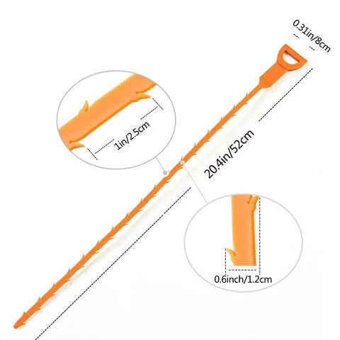 Drain Hair Snake Clog Remover Tool For Kitchen Sink Bathroom Tub Shower And Toilet, orange 20-inch with measurements