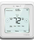 T6 Pro Series Z Wave Thermostat With Smart Home Integration, Learns Heating And Cooling Cycles, white finish, front view