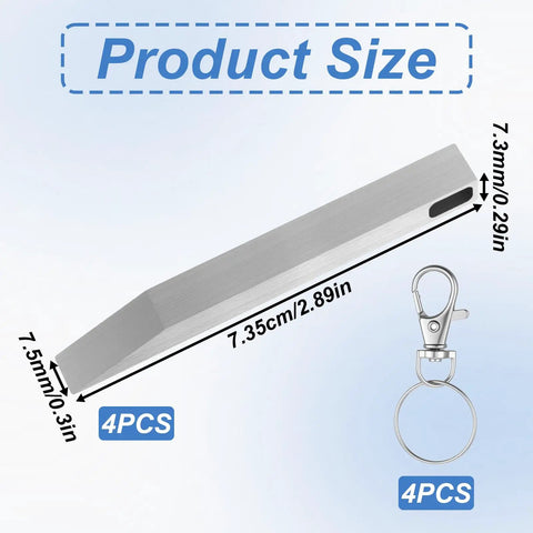 Must Have Compact Stainless Steel EDC Pry Bars For Everyday Carry showing product dimensions and keychain