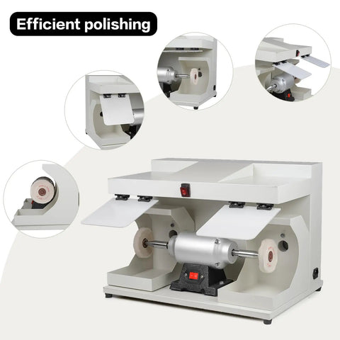 ZGOOD 550W Large Space Bench Grinder Buffing Machine With LED Light, 2800 RPM motor and storage area for polishing tasks.