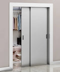 Sliding door with Self Adhesive Edge Finger Pull Door Handle Set Two Pack For Glass Wood Metal And Plastic Surfaces, drill-free install