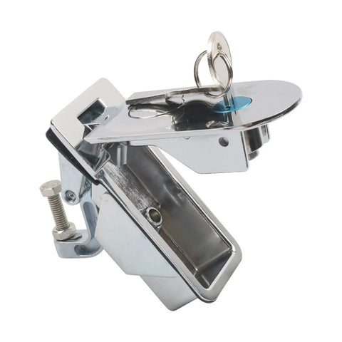 Two Piece Flush Mount Trailer Access Door Latch Set With Push Button Cylinder Closure For Paired Baggage Panels