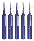 Front view of five blue Mexture LC fiber cleaner pens for 1.25mm LC connectors, 5-pack