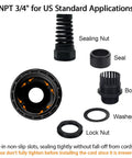 Rugged NPT Three Quarter Inch Cable Gland Kit IP68 Waterproof Spiral Strain Relief Black Nylon With Gaskets components