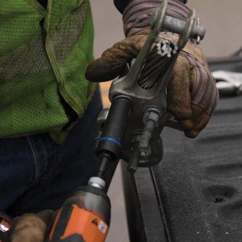 Worker using Two In One Impact Socket With Hands Free Size Swap, Deep 12 Point, Coaxial Spring Loaded for hardware installation