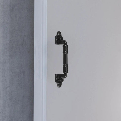 2 Pack Black Iron Barn Door Handles For Garages And Cabinets - No Drilling Required on gray door