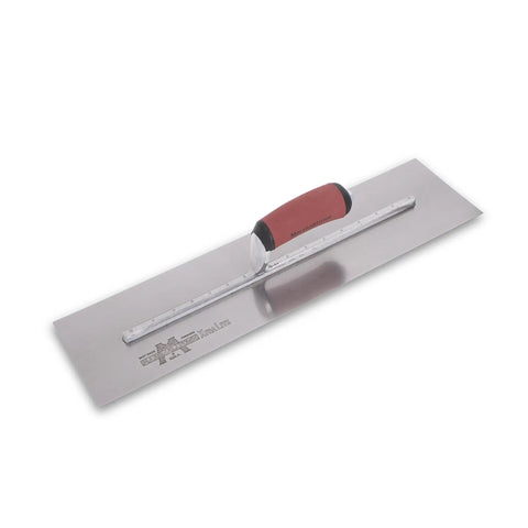 Finishing Trowel 20 By 5 Inch High Carbon Steel Blade With Curved Durasoft Handle And Xtralite Aluminum Mounting, top view