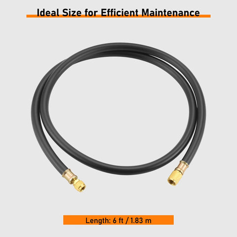 Beefy Heavy Duty Vacuum Hose Three Eighths Inch Six Foot For HVAC Quick Evacuation Black High Pressure 800 PSI Working Pressure