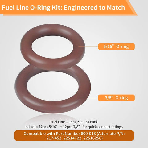 Image of 24 Pack FKM Fuel Line O Ring Kit For Quick Connect Fittings 5/16 Inch And 3/8 Inch Replaces 217 452 22514722 22516256