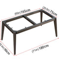 Top Shelf Heavy Duty Steel Table Legs Featuring Badass Industrial Design With Adjustable Rubber Floor Bumpers Solid Rectangular Base dimensions 165cm x 75cm x 90cm