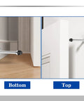 Long 5 Inch Door Stopper Set In Brushed Stainless, Wall Mounted Baseboard Door Holders With Rubber Tip, installed at top and bottom.