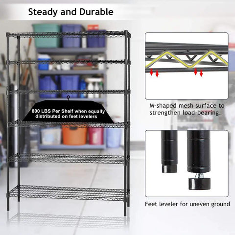 Heavy Duty Rolling Wire Shelving Unit Six Tier Adjustable Steel Storage Rack With Smooth Casters Commercial Grade NSF Certified Shop Ready Heavy Lifter Utility Shelf For Garage And Basement