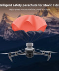 Intelligent safety parachute opening for Mavic 3 drone, showcasing reusable system for safe descent.