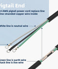 Pigtail end of Heavy Duty Rock Solid Replacement Power Cord for Skil SPT77W SPT78W SPT55, showcasing wire colors and specifications.