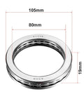 uxcell 51116 thrust ball bearing, chrome steel, 80x105x19 mm, ABEC3, single row, front view
