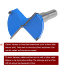 Forstner drill bit blue/gray with silver shank, side view wood hole cutter