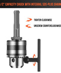 Cordless Rotary Hammer Drill With Brushless Motor 21V SDS Plus Hammer Drill showing chuck tightening mechanism