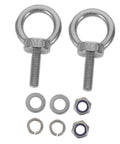 Heavy Duty Stainless Steel Eye Bolts M6x20 With Extended Threads For Serious Lifting And Rigging, Corrosion Resistant Eye Bolts For Industrial, Marine, And Home Use, Built Tough For Chains, Hooks, And Hardware. Two M6 eye bolts with washers and lock nuts