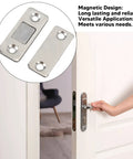 Slim Magnetic Door Catch Kit In Stainless Steel 8 Pack Cabinet Latch with adhesive or screw mount visible