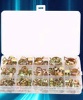 Rock Solid 115 Piece Hose Clamp Assortment Kit With Colored Zinc Plated Spring Clips For Water Tubes Air Pipes And Automotive Plumbing Fasteners That Are Durable Versatile And Perfect For Any Home Repair Job You Might Have. open organizer with assorted zinc plated hose clamps