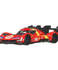 Front view of Premium Car Culture 1:64 Die-Cast Ferrari 499P Collectible with Real Riders Tires and AF Corse Livery for FIA Championship