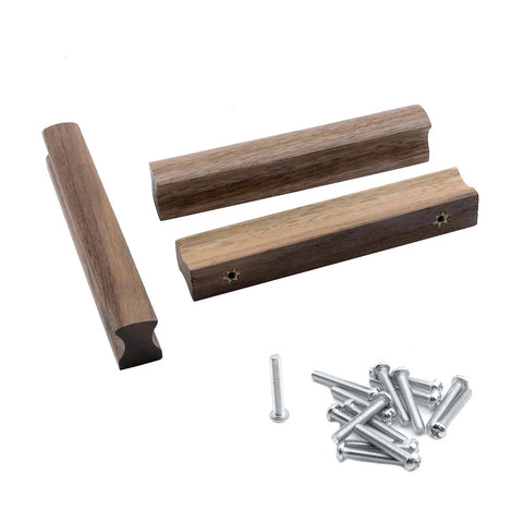 12 Pack Walnut Wood Drawer Pulls, 5.12 Inch Long, Two Hole Cabinet Hardware With Screws, Hole Spacing 3.78 Inch 96 mm