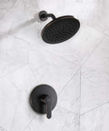 Oil Rubbed Bronze Shower Faucet Set With 8 Inch Rainfall Head And Handle, Wall Mounted Single Function Trim Kit, modern style