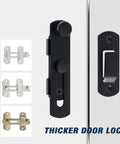 Black sliding gate latch heavy duty door lock for wooden garden shed, thicker design, various color options displayed.