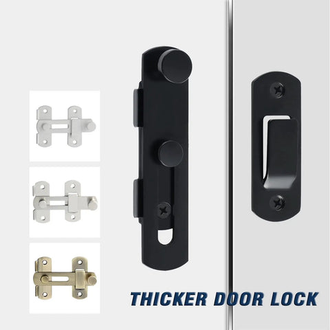Black sliding gate latch heavy duty door lock for wooden garden shed, thicker design, various color options displayed.