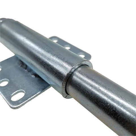 Tough As Nails 2 Piece 3 Inch Heavy Duty Gate Caster Kit Featuring Spring Loaded Swivel Rubber Wheels metal bracket close-up.