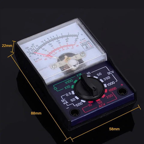 Analog display of Digital Multimeter With DC AC Voltmeter And Ohm Amp Tester And Diode Voltage Tester, compact size measurements